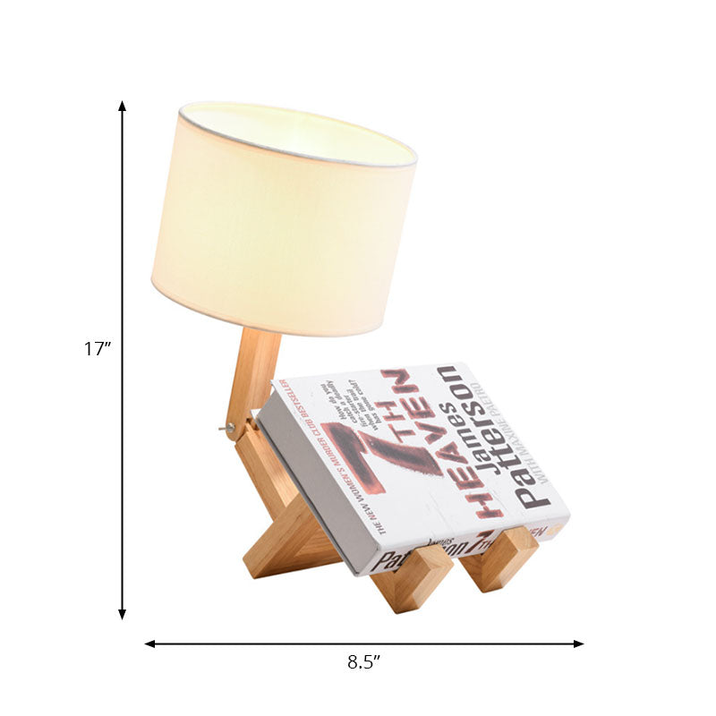 Modernismo LED LIGHT LIGHT con tonalità in tessuto beige tamburo lampada da scrivania per camera da letto