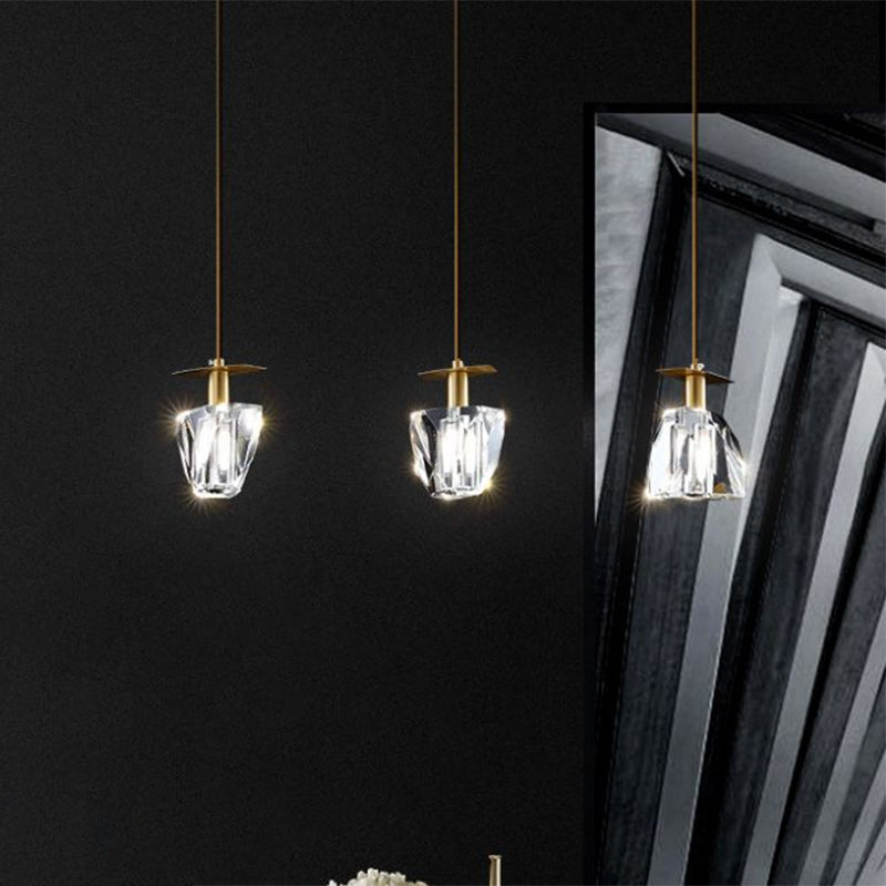 Clear 3 Heads Kit Light Light Kit contemporaneo Crystal Irregolare Cube Mini Sospense Lampada