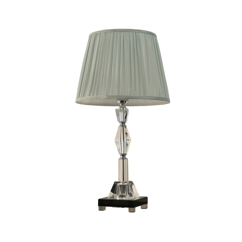 Lampada da tavolo moderna con poliedri/sfere sfaccettate, 1 lampadina, lampada da comodino in cristallo trasparente con paralume plissettato