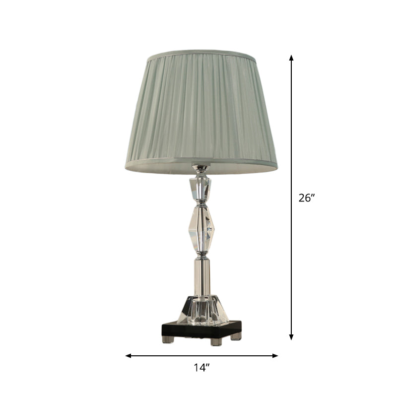 Lampada da tavolo moderna con poliedri/sfere sfaccettate, 1 lampadina, lampada da comodino in cristallo trasparente con paralume plissettato