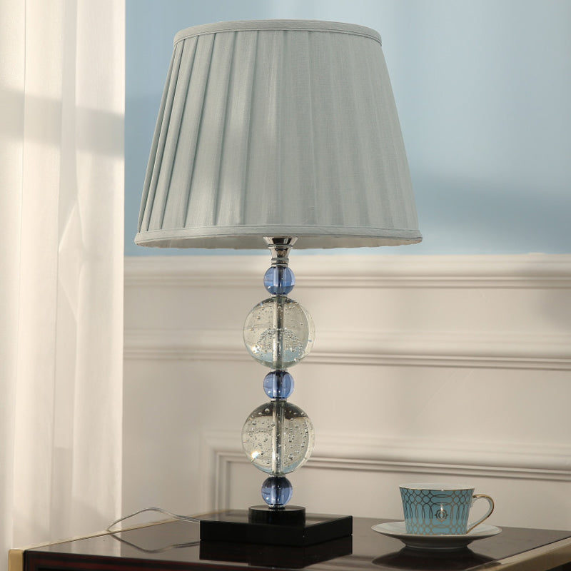 Lampada da tavolo moderna con poliedri/sfere sfaccettate, 1 lampadina, lampada da comodino in cristallo trasparente con paralume plissettato