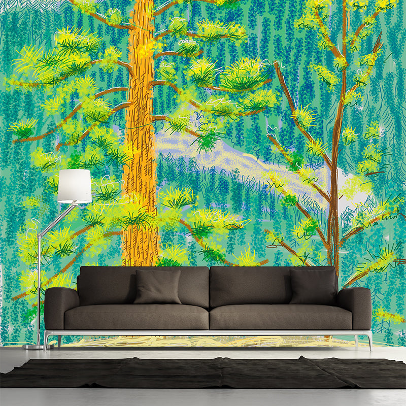 Still Life Painting Botanical Murals Modern Art Non-Woven Material Wall Decor in Green