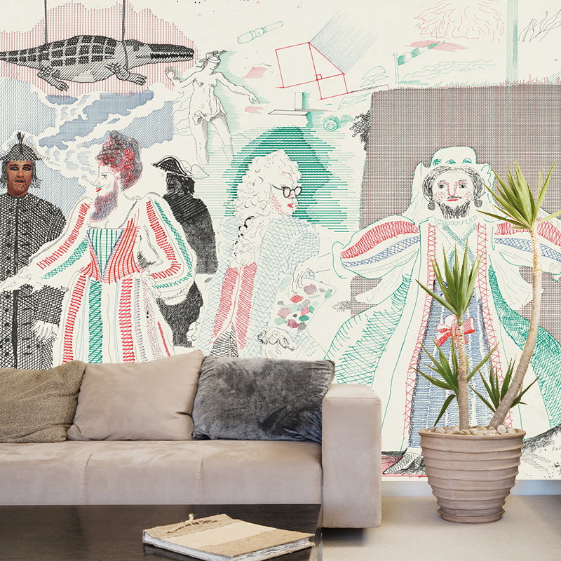 Illustration Costume Party Mural Decal Large Wall Covering for Bedroom, Custom Print
