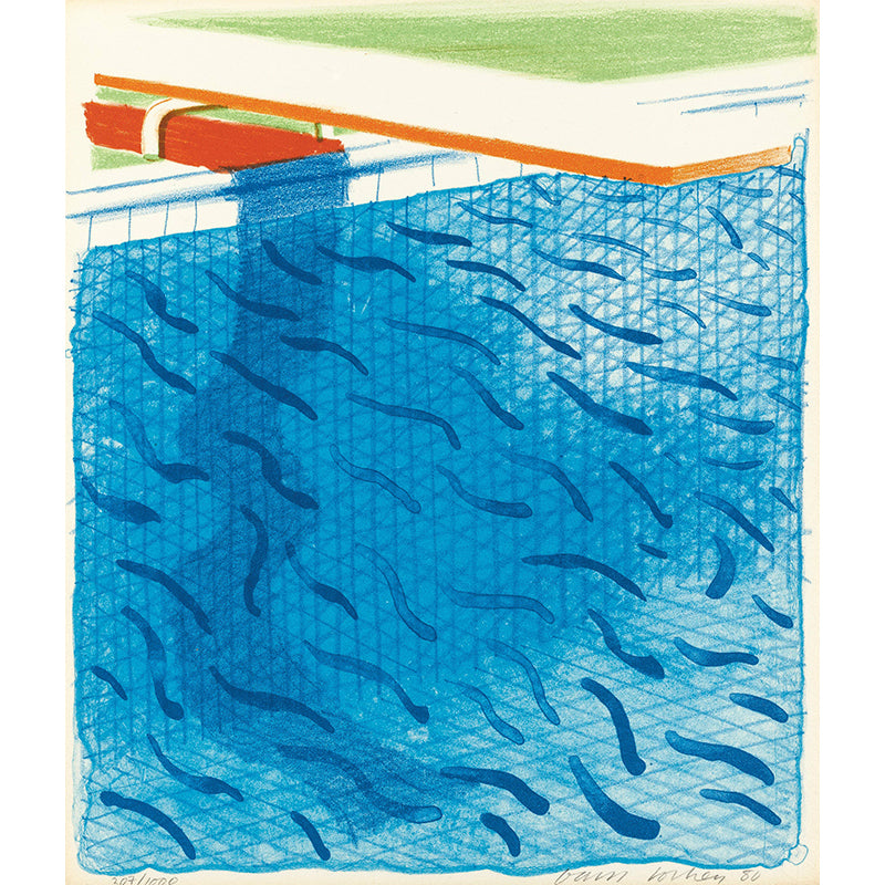 Art Swimming Pool Fish Murals Blue David Hockney Painting Wall Decor for Bedroom