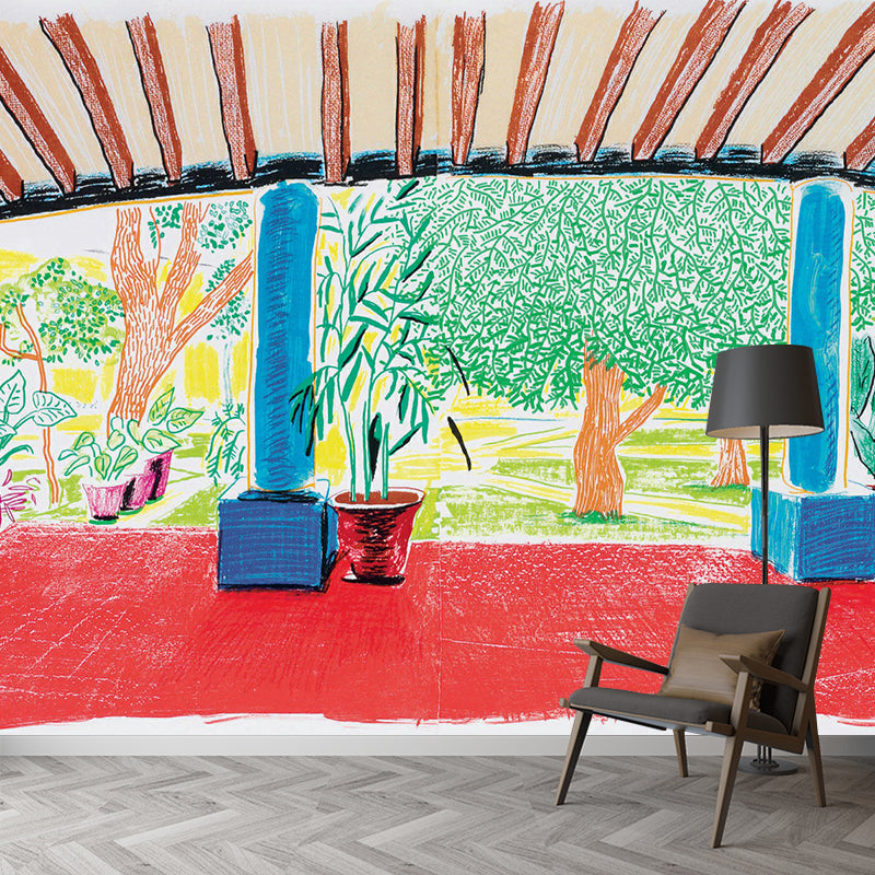 Washable Courtyard Painting Murals Art Deco Non-Woven Material Wall Covering for Home