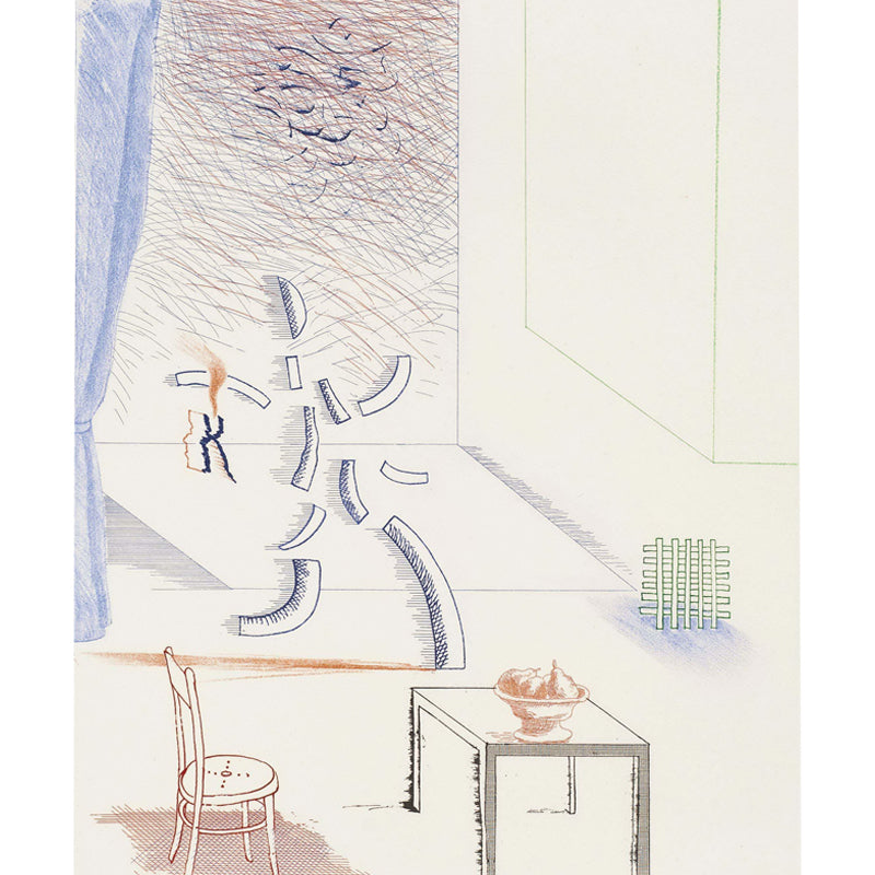 Whole Hockney Artwork Wall Mural Artistry Tick It Tock It Turn It True Wall Decor in Red-Blue