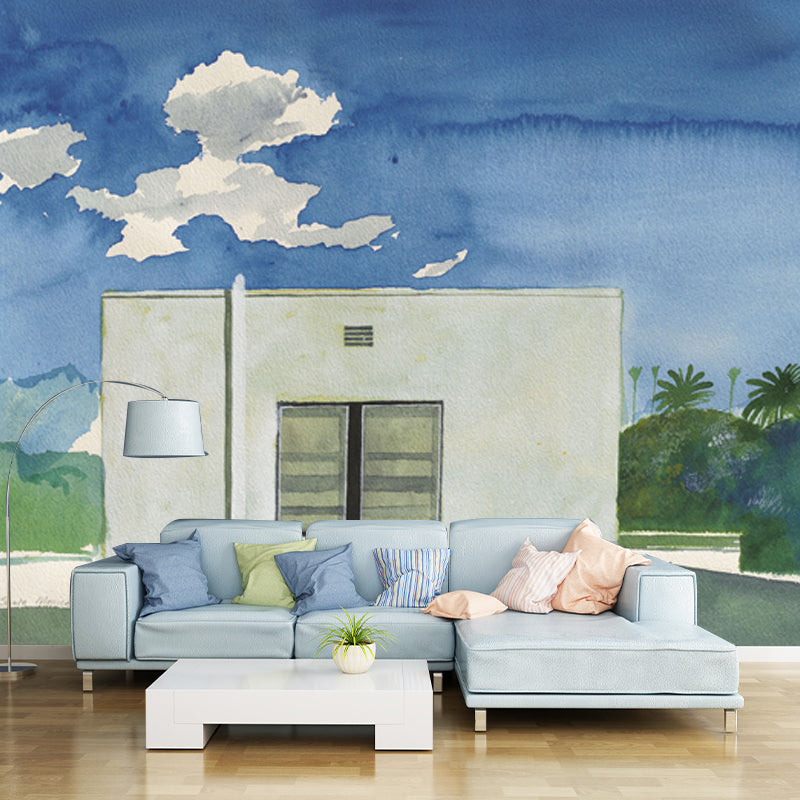 Illustration Santa Monica Mural Wallpaper Full-Size Wall Decoration for Home, Custom Made
