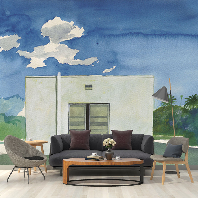 Illustration Santa Monica Mural Wallpaper Full-Size Wall Decoration for Home, Custom Made