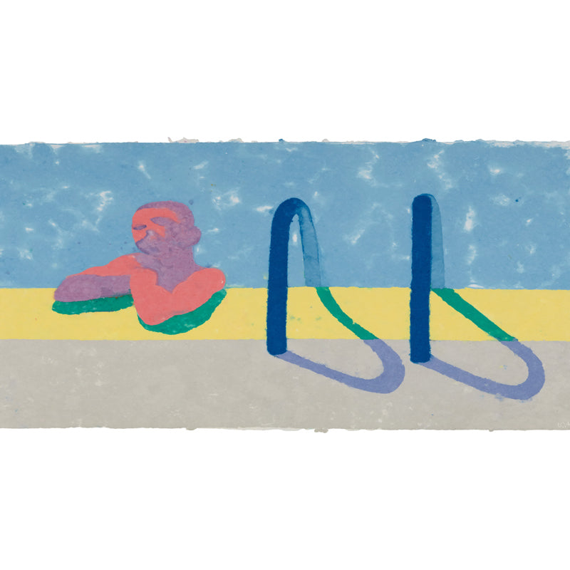 Gregory in the Pool Mural Decal Red-Yellow-Blue Pop Art Wall Covering for Bedroom