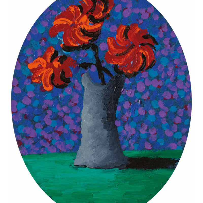 Flower Still Life Wallpaper Murals Artistic Non-Woven Material Wall Decor in Red-Blue-Green