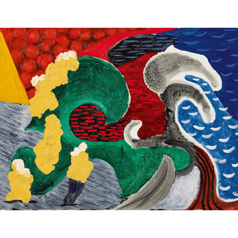Art Deco the Wave Mural Non-Woven Waterproof Red-Yellow-Blue-Green Wall Covering for Home