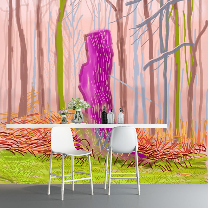 Bare Trees Wall Paper Murals Pop Art Washable Living Room Wall Covering, Made to Measure