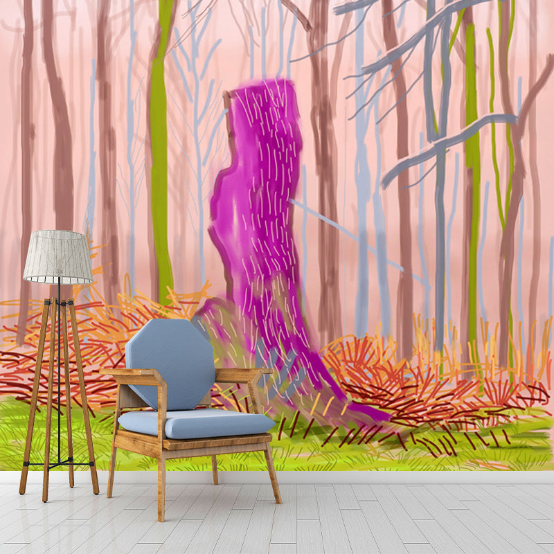 Bare Trees Wall Paper Murals Pop Art Washable Living Room Wall Covering, Made to Measure