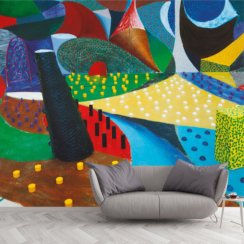 Pop Art Abstract Wallpaper Mural for Home Gallery Customized Wall Decor in Red-Yellow-Blue-Green