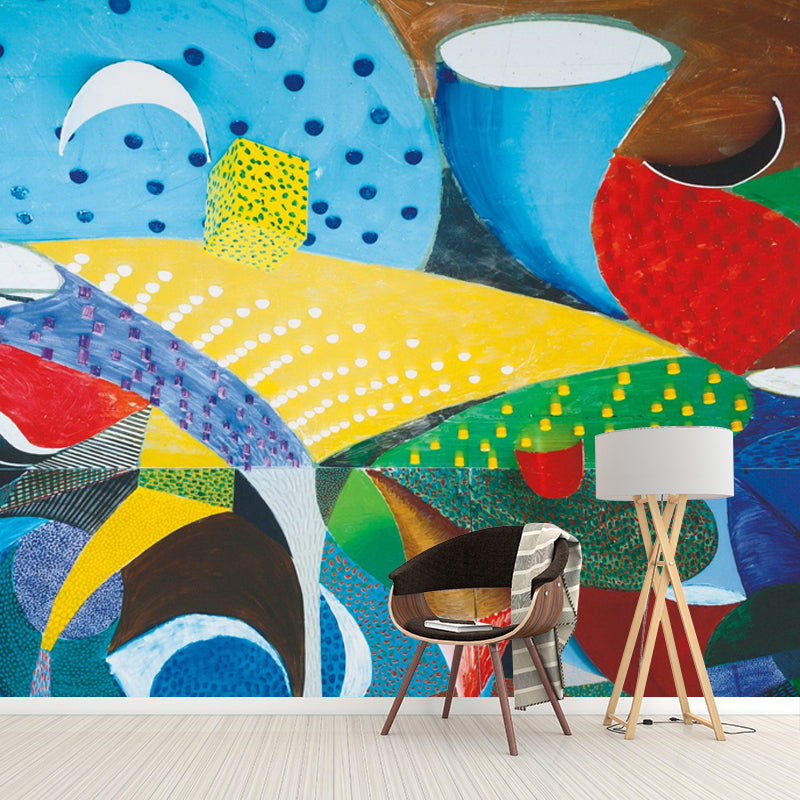 Pop Art Abstract Wallpaper Mural for Home Gallery Customized Wall Decor in Red-Yellow-Blue-Green