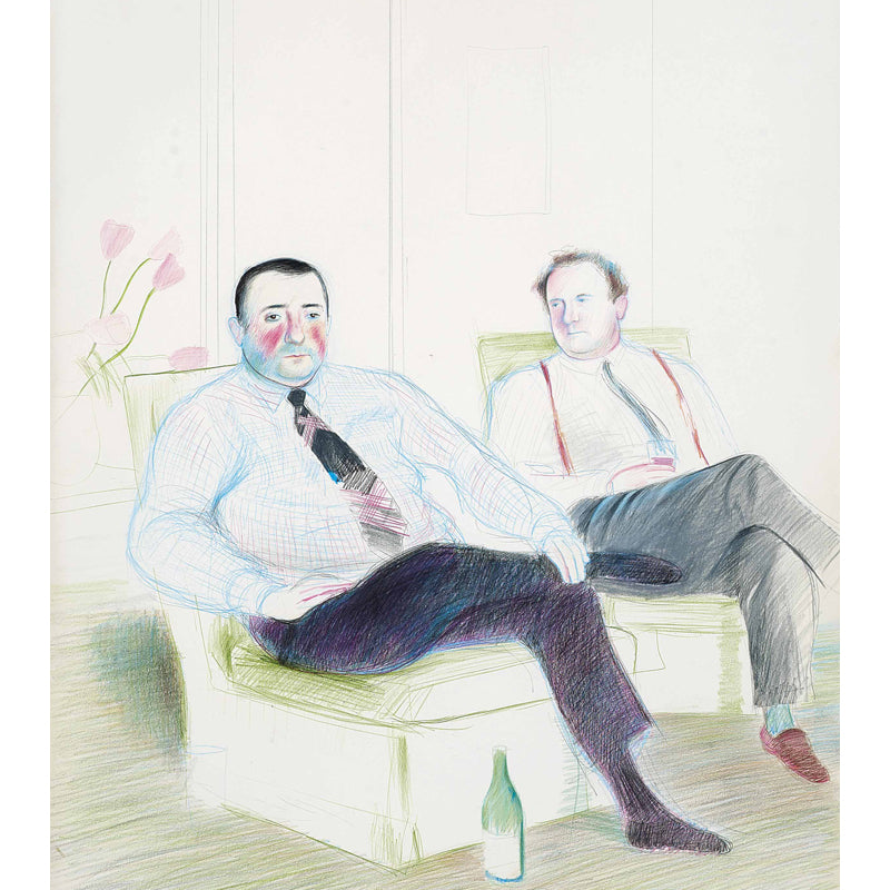Grey-Green Gentlemen Mural Wallpaper Figure Painting Artistry Waterproof Wall Covering