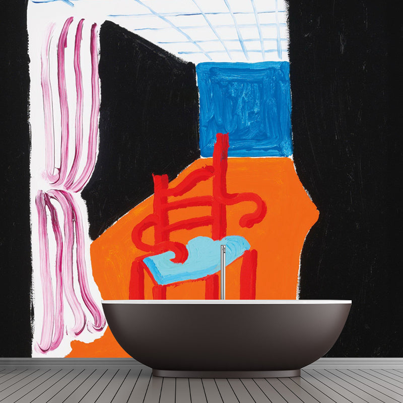Orange-Blue Modern Art Mural Whole Theater Entrance Painting Wall Decor for Home