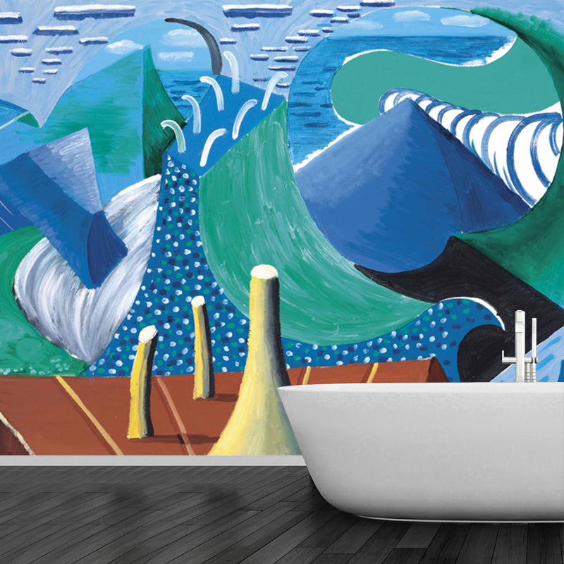 Sea at Malibu Mural Decal Pop Art Moisture Resistant Living Room Wall Decor, Custom Size