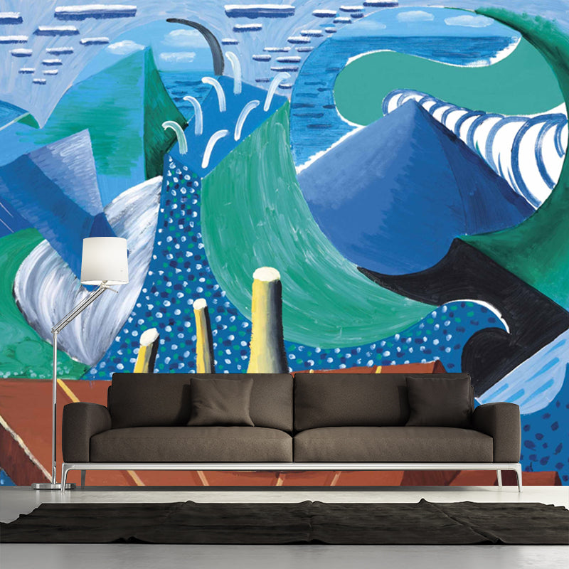 Sea at Malibu Mural Decal Pop Art Moisture Resistant Living Room Wall Decor, Custom Size