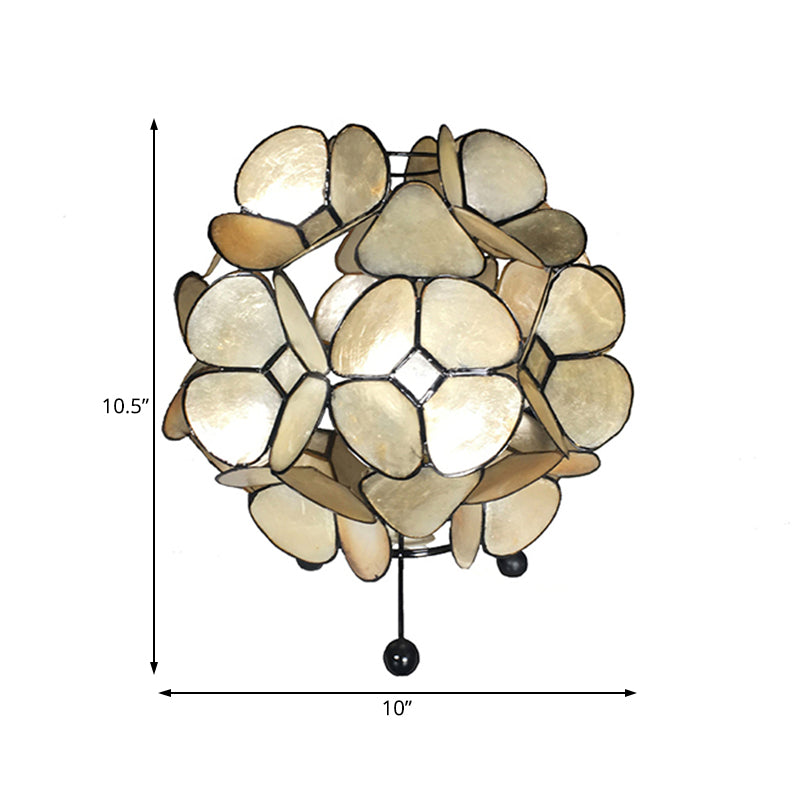 1 Light Bedroom Reading Book Light with Globe Natural Shell Shade Gold Task Lighting