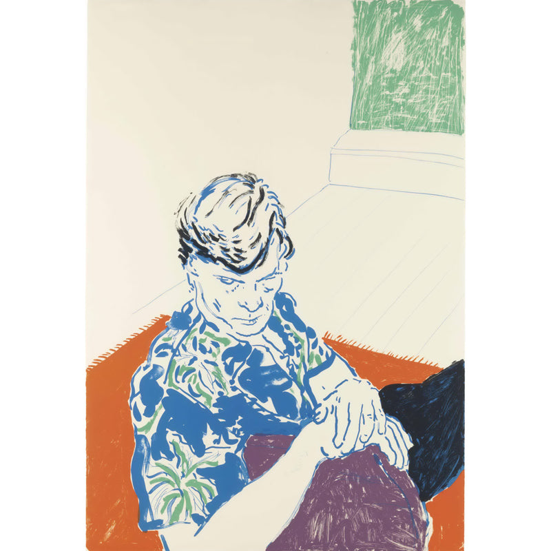 Man in Hawaiian Shirt Mural Orange and Blue Pop Art Wall Decoration for Living Room