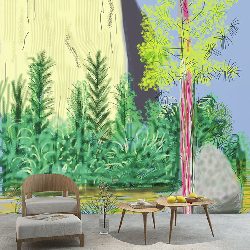 Pop Art Yosemite Suite Murals Yellow-Green Scenery Painting Wall Decor for Bedroom