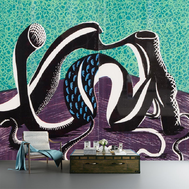Artistry Extending February Wall Murals Grey-Green Abstract Wall Decor for Bedroom