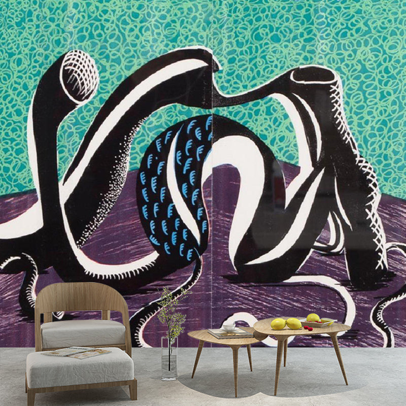 Artistry Extending February Wall Murals Grey-Green Abstract Wall Decor for Bedroom