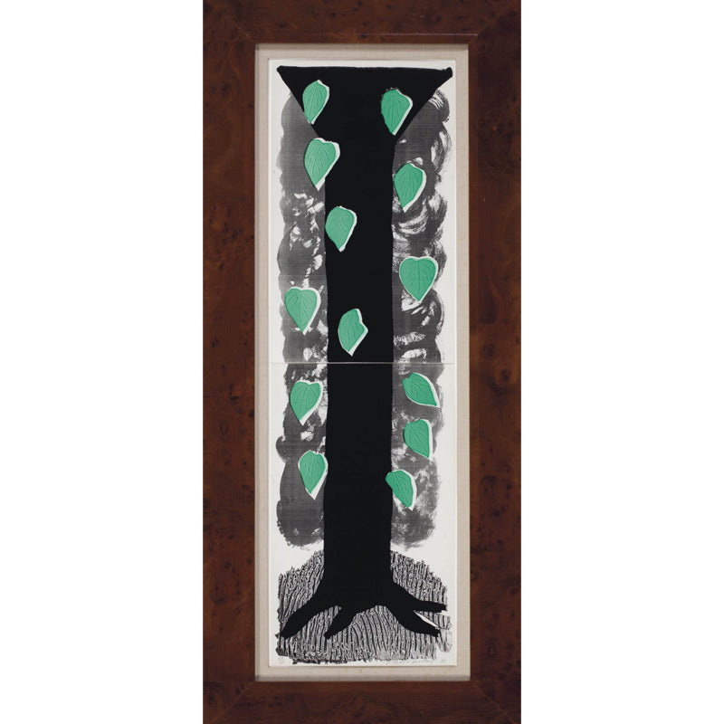 Black-Green Falling Leaves Mural Decal Moisture Resistant Wall Art for Living Room