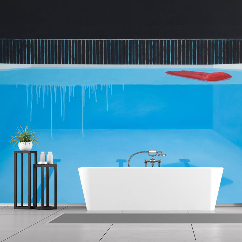 Smooth Moisture Resistant Mural Modern Under Water Painting Wall Art in Black-Blue