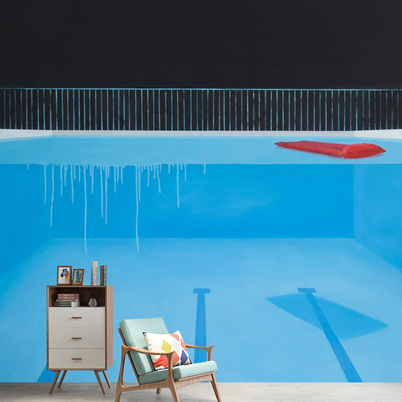 Smooth Moisture Resistant Mural Modern Under Water Painting Wall Art in Black-Blue