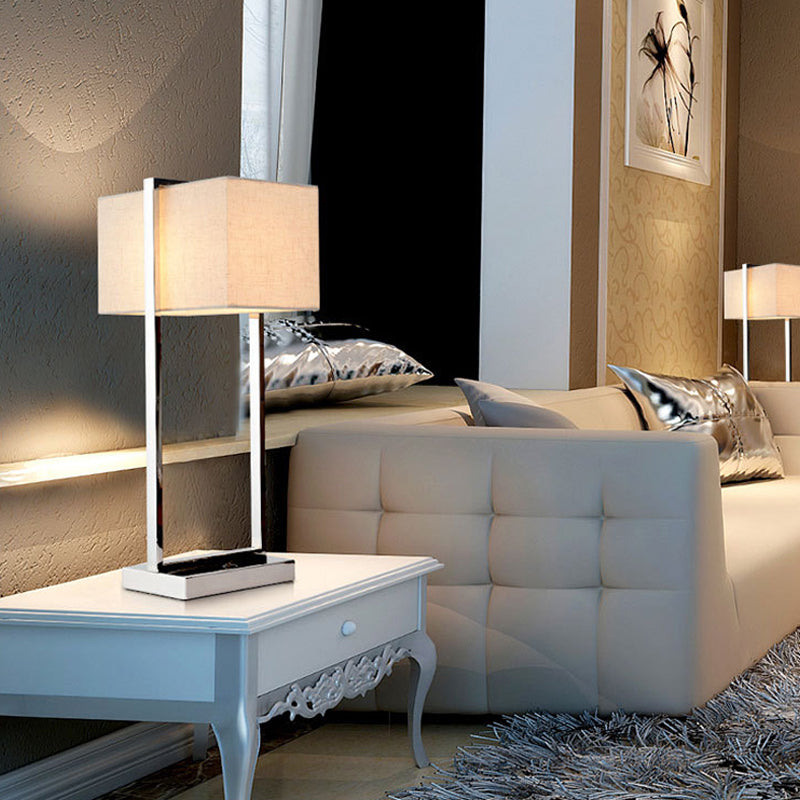 LED Rectangular Reading Book Light Modernism Fabric Task Lighting in Beige for Bedroom