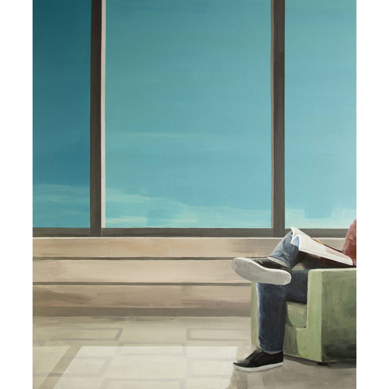 Artistic Reading Book Wall Mural Non-Woven Stain Resistant Blue-Brown Wall Covering for Home