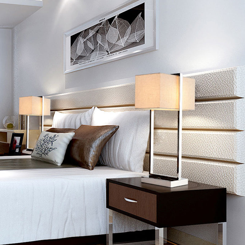 LED Rectangular Reading Book Light Modernism Fabric Task Lighting in Beige for Bedroom