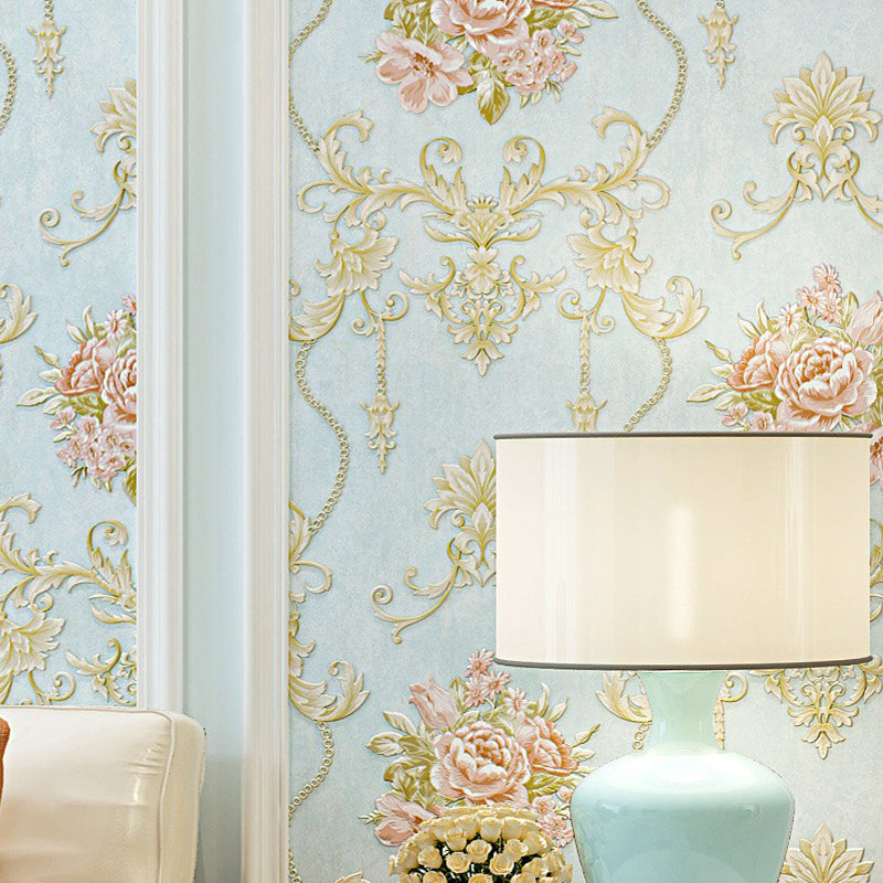 Pastel Color Peonies Wallpaper Floral Country Style Washable Wall Decor for Living Room