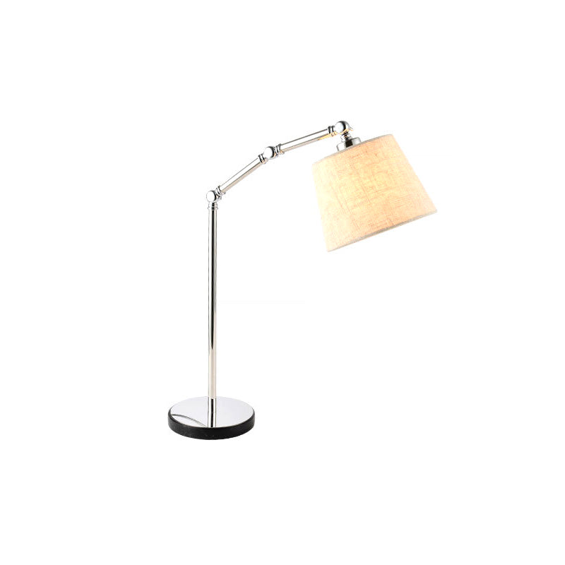 Lampada da scrivania affusolata moderna in tessuto a 1 luce da lettura, lampada da libro in beige con braccio regolabile