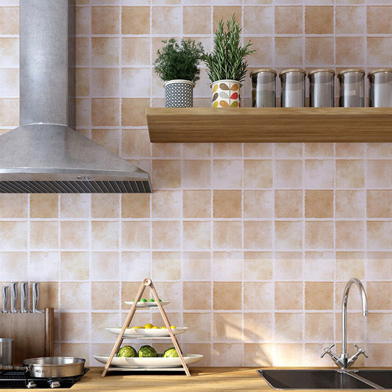 Adhesive Modern Mosaic Tile Wallpaper for Kitchen 14.5-sq ft Wall Decor in Light Color, Easy Peel Off