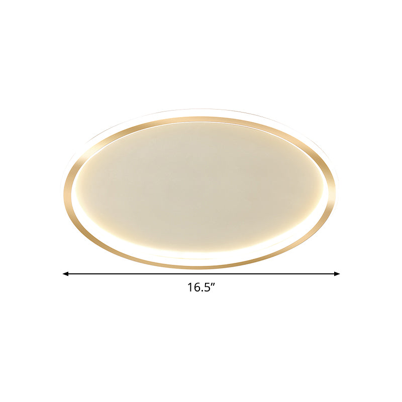 16"/19.5"/23.5" Wide Thin Round LED Flush Lamp Simple Metal Ceiling Flush Mount in Gold, Warm/White Light/Remote Control Stepless Dimming