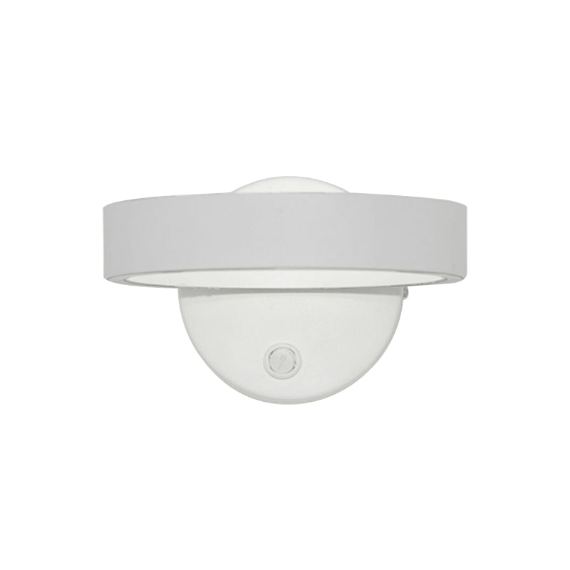 Minimalism Ring Wall Sconce Fixture Aluminum Warm/White Light LED Living Room Wall Lamp with Round/Rectangle Backplate in Black/White