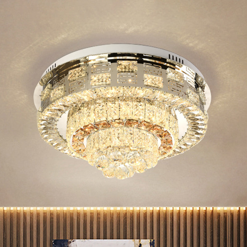 LED Square/Round Flush Mount Lamp Contemporary Clear Crystal Ceiling Mount with Dropped Balls