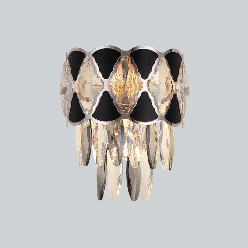 Coupez les ovales cristallins Black Finish Gicce Light Facered 3 têtes Fixture de lampe de paroi de la surface moderne