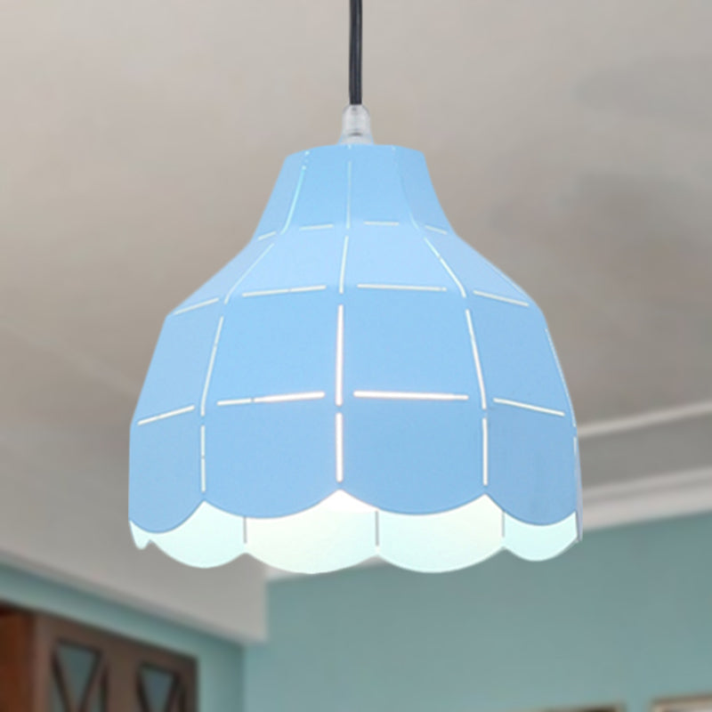 Black/Gray/White/Yellow/Blue Folded Pendant Light Modern Nordic Metal 1 Light Dining Room Hanging Lamp