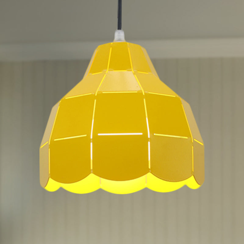 Black/Gray/White/Yellow/Blue Folded Pendant Light Modern Nordic Metal 1 Light Dining Room Hanging Lamp