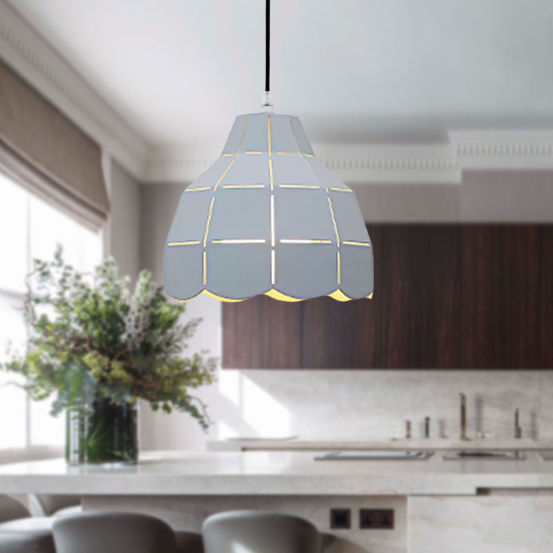 Black/Gray/White/Yellow/Blue Folded Pendant Light Modern Nordic Metal 1 Light Dining Room Hanging Lamp