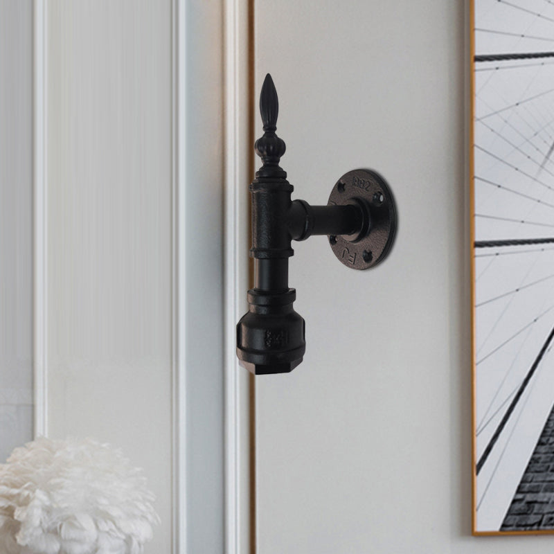 Metallic Matt Black Wall Lighting Rohr Design 1 Leichte Vintage -Wandleuchte für Schlafzimmer