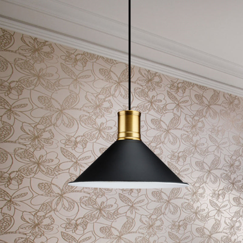 Luz de iluminación colgante de acabado negro metálico 1 luz de suspensión vintage industrial ligera para dormitorio, 8.5 "/10.5" de ancho
