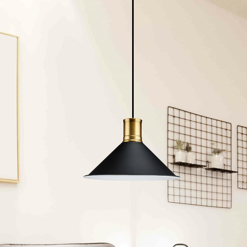 Luz de iluminación colgante de acabado negro metálico 1 luz de suspensión vintage industrial ligera para dormitorio, 8.5 "/10.5" de ancho
