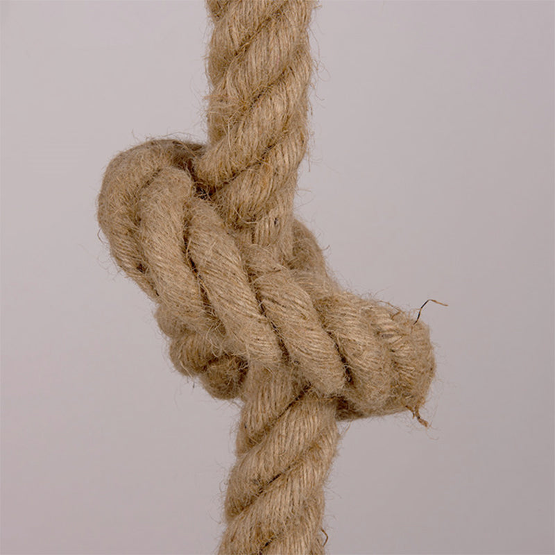Natural Rope Beige Suspended Light with Open Bulb Country 3 Lights Balcony Pendant Lighting