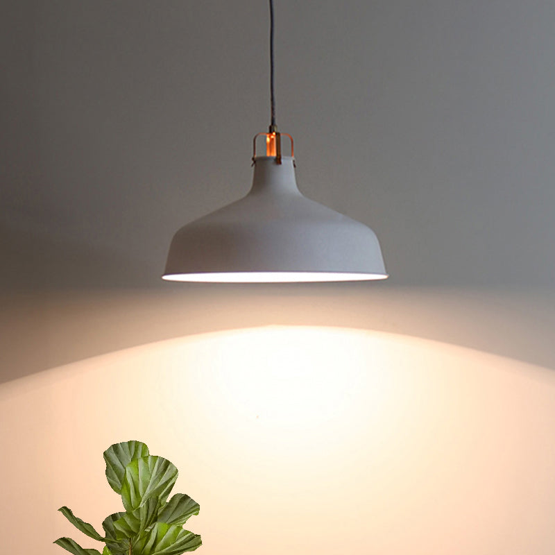 1 Light Metallic Pendant Lamp Modernism Black/White Barn Shade Dining Room Hanging Ceiling Light