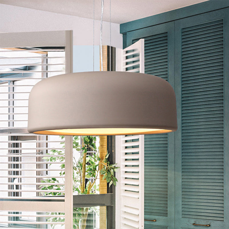 Khaki/Black Drum Shade Ceiling Fixture Macaron Style Metallic 1 Bulb Restaurant Pendant Light Fixture, 14"/19"/23.5" Width